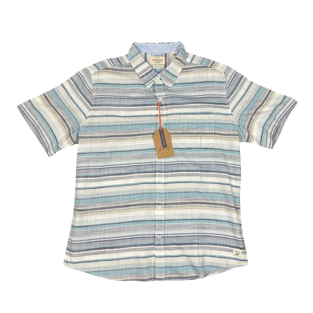 Weatherproof Vintage Shirt Men's XL Blue Country Twill Short Sleeve Button Down